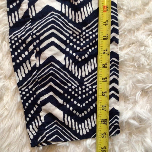 J. Crew Linen Jumpsuit Straight Leg Chevron Geo Zig Zag Blue White 4 Small - Picture 7 of 7